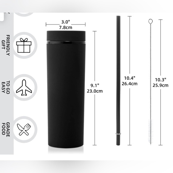 BNIB 20oz Skinny Tumbler in Matte Black - Picture 3 of 4